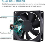 GDSTIME 4500 RPM 8cm electronic server fan back view illustrating the central motor hub with model specifications label.