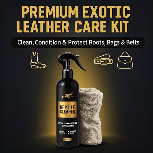 Lanolin enriched leather spray bottle with microfiber cloth for alligator and crocodile boots.
