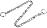 Silver metal dog chain collar showing the heavy duty link thickness.
