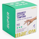 Marlow Organic Cotton Super Tampons front view 18 count box