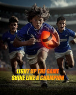 ZXYZZ orange LED football glowing brightly on a backyard lawn at night
