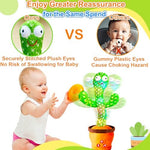 Side view of FXI dancing cactus toy showing plush fabric quality
