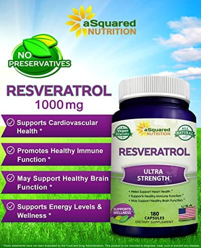 Back of ASquared Nutrition Resveratrol bottle showing ingredients