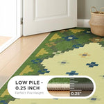 Joydeco 2x6 washable carpet displaying the secure non slip backing grip texture.