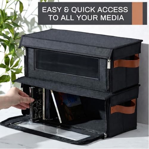 Dustproof media holder boxes with side carry handles for easy transport