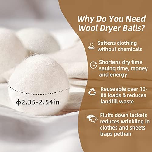 Natural chemical free laundry dryer balls for sensitive skin and baby clothes.