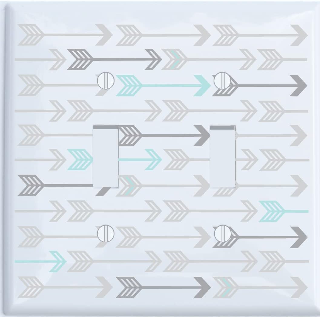 Presto Wall Decals seafoam green and grey arrow double toggle switch plate front view for nursery decor