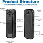Ahheyie 1080p wearable camcorder side view showing the independent control buttons and compact body structure.