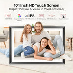 Side view of the smart frame demonstrating the automatic rotation from landscape to portrait orientation