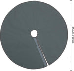 Grey patio umbrella base cover installed on stand