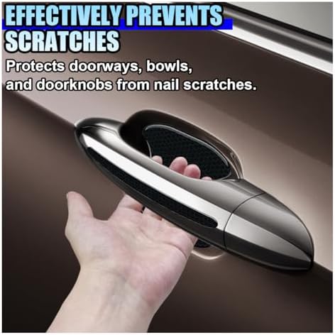 Close up demonstration of installing the self adhesive cup guard on a vehicle door