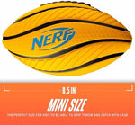 Close up of the textured aerodynamic spiral grip on the 8.5 inch Nerf kids football