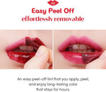 ETUDE Over Glowy Tint Peach Sorbet gloss applicator and high shine texture close up.