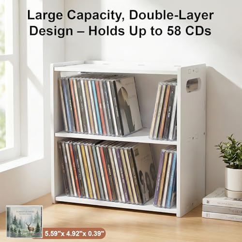 LOSADY white PVC media organizer tower stacked vertically in a home theater setup