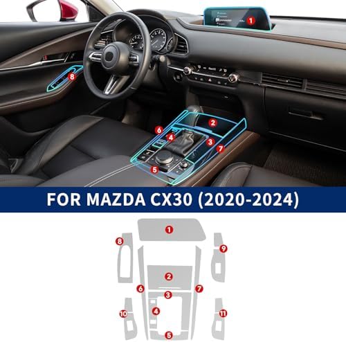 Clear thermoplastic polyurethane scratch protective film alignment on center console gear panel