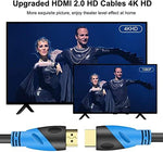 Side angle view of the durable black outer jacket on the long media cord.