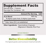 Simply Natures Pure Alpha Lipoic Acid 120 capsules bottle side profile