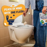 Graphic showing 5-in-1 sludge fighter formula benefits for septic tanks