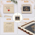 Woodamore baby coming soon surprise reveal keepsake box displayed on a living room table.