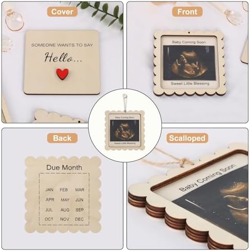 Woodamore baby coming soon surprise reveal keepsake box displayed on a living room table.