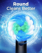 Teeaegis power toothbrush displayed alongside eight multi color replacement brush heads.