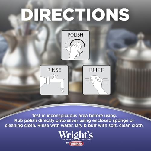 Back label view of Wright's silver cleaner liquid showing usage instructions and product ingredients.