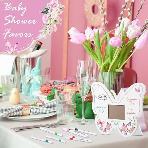 Packaging contents of the Thyle butterfly keepsake set highlighting the white picture frame and twelve vibrant marker pens.