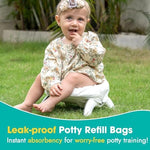 Minne Baby potty liner being placed on a travel potty chair