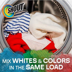 Back view of Shout dye trapping laundry sheets with usage guidelines