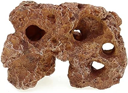 Side profile of the eco-friendly resin aquarium hideout cave showing built-in honeycomb holes