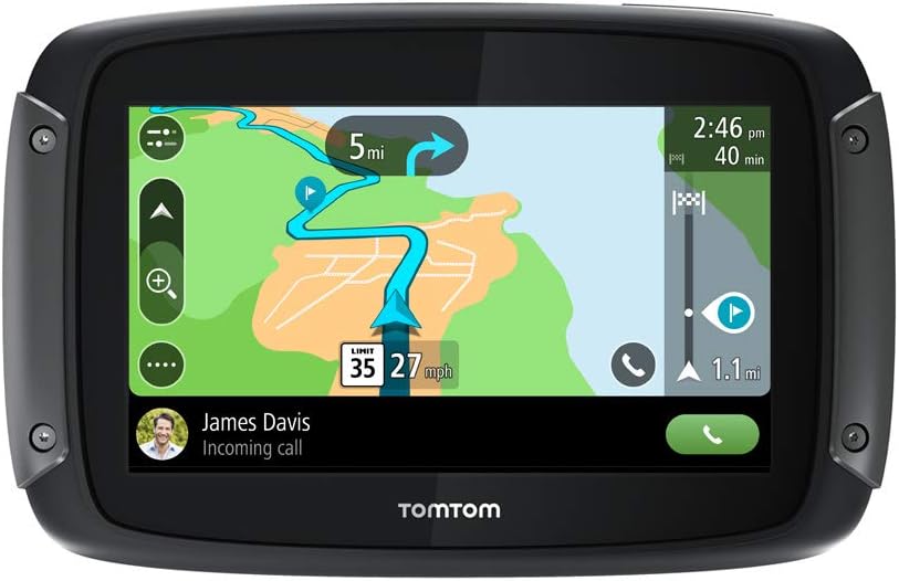 TomTom Rider 550 Motorcycle GPS Navigation Device front view showing the 4.3 inch map display screen.