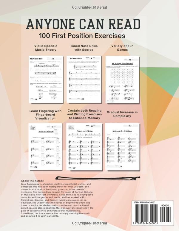 Note Reading Workbook for Violin - 100 First Position Exercises for Beginners: Timed Test, Music Theory, Notespeller Worksheet, Fingering Chart, ... Improve Sight Reading - Anyone Can Read! - Image 3