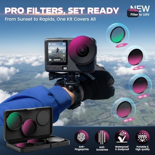 Mingven 4 pack filter kit for Osmo Action 6 in storage case