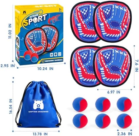 Four sticky paddles and six balls for outdoor play