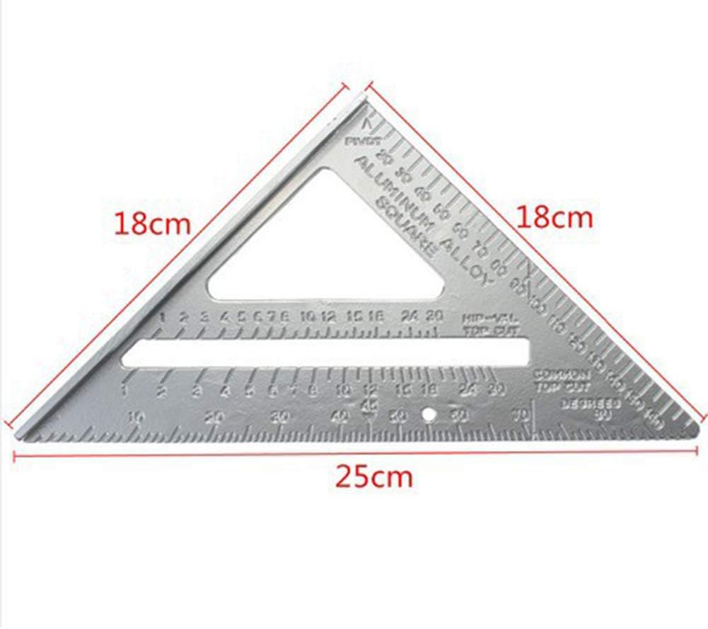 Xiaokeis Rafter Square with Level, Carpenter Square, 7 Inch Aluminum Triangle Ruler, Woodworking Pen Rafter Carpenter Triangle Square, Professional Stainless Steel Triangle Square(Silver) - Image 9