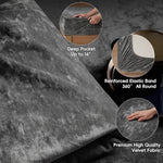 Charcoal grey velvet bed sheet on mattress
