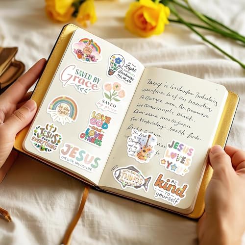 Collection of Looaefx faith-based stickers for laptop customization