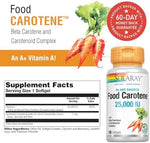 Side profile of Solaray dietary supplement container detailing the carotenoid complex breakdown