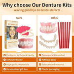 Close up view of Hemocryptic artificial denture teeth set