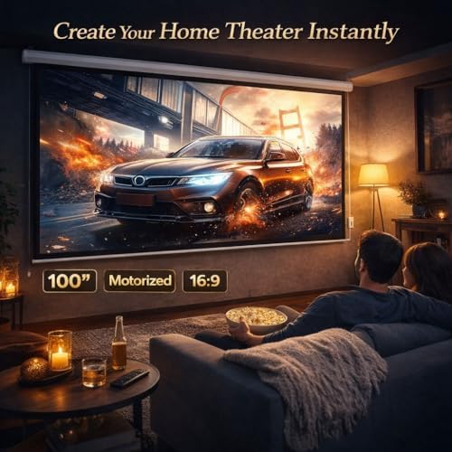 AMZOSS imported automatic projection screen with integrated wired switch control