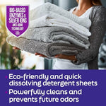 Premium zero waste laundry detergent sheets instruction guide panel on cardboard box