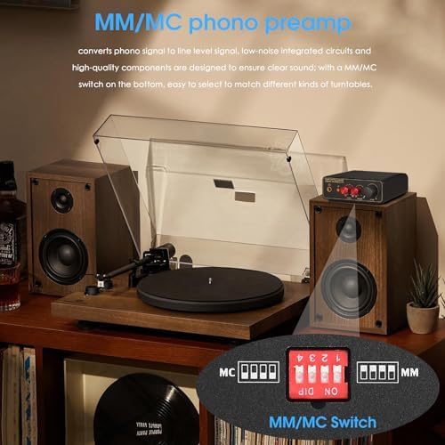 Douk Audio MM MC phono stage compact metal chassis top perspective