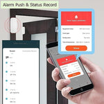 Compact battery operated security sensor with red LED indicator light and AAA batteries