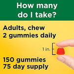 Nature Made 150 count chewable vitamin D3 gummies bottle directions for use
