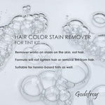 Hypoallergenic skin dye eraser bottle showing product directions and benefits