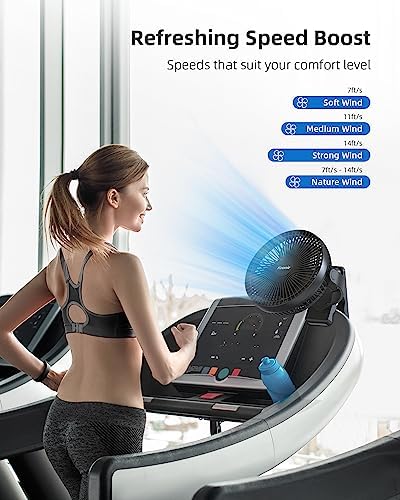 Koonie heavy-duty clip fan placed on a fitness treadmill handle