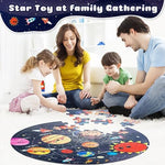 Top down perspective of the completed seventy piece solar system jigsaw layout.