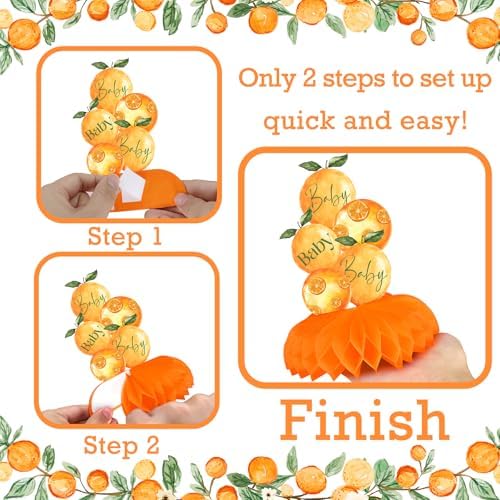 Distinctivs clementine orange fruit basket cardstock cutouts for summer baby sprinkle decoration