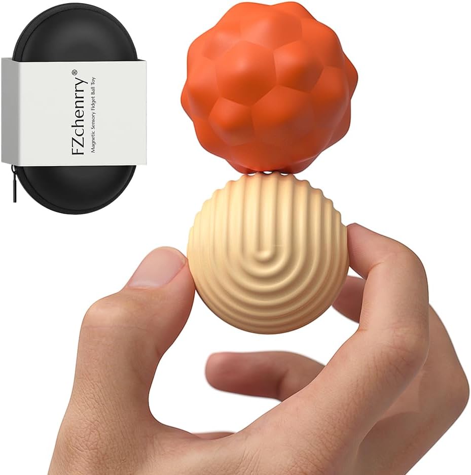 FZChenrry silicone magnetic balls fidget toy front view showing textured green and blue surfaces