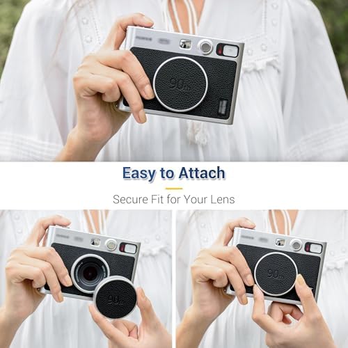 JJC lightweight retro lens protector installed on hybrid instant camera